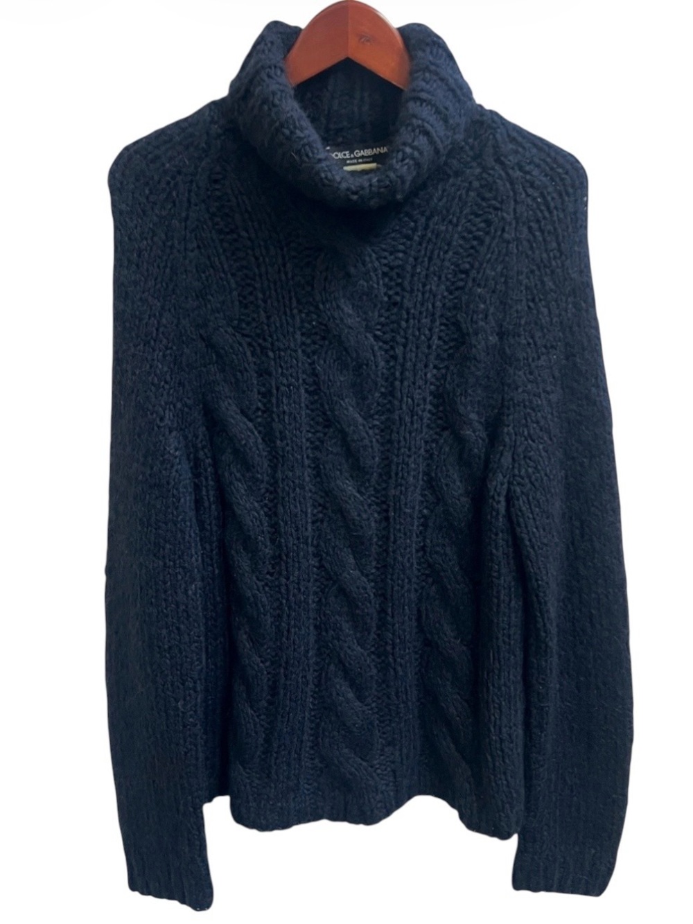 Dolce and Gabbana VTG Mens Sweater Turtleneck S M ? No Size Tag Mohair Wool Navy
